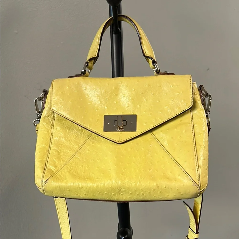 kate spade Yellow Ostrich-Texture Satchel with Top Handle